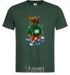 Men's T-Shirt Бульдог на лыжах bottle-green фото