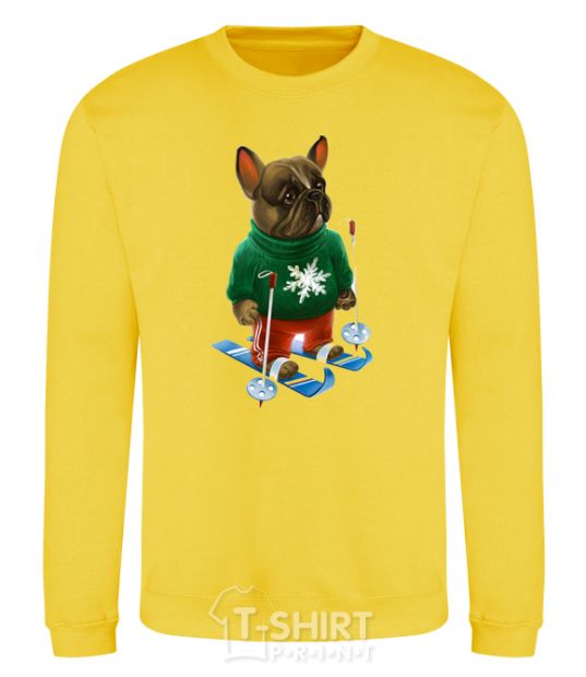 Sweatshirt Бульдог на лыжах yellow фото