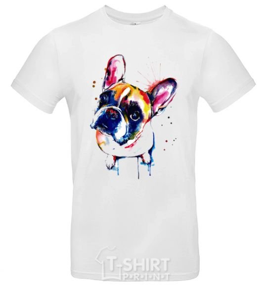 Men's T-Shirt A drawing of a bulldog White фото