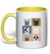 Mug with a colored handle Bulldog popart yellow фото