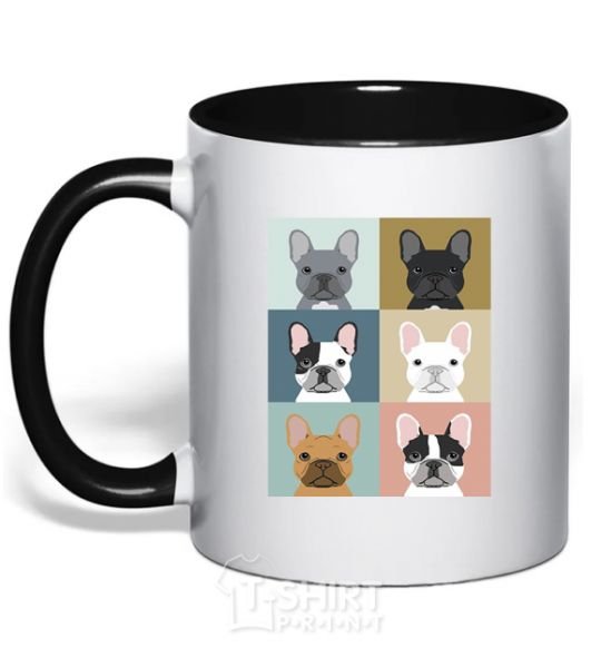 Mug with a colored handle Bulldog popart black фото