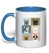 Mug with a colored handle Bulldog popart royal-blue фото