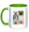 Mug with a colored handle Bulldog popart kelly-green фото