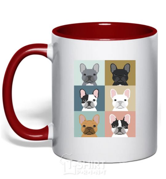 Mug with a colored handle Bulldog popart red фото