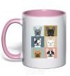 Mug with a colored handle Bulldog popart light-pink фото