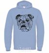 Men`s hoodie Sad bulldog sky-blue фото