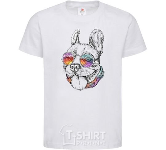 Kids T-shirt Hippie bulldog White фото