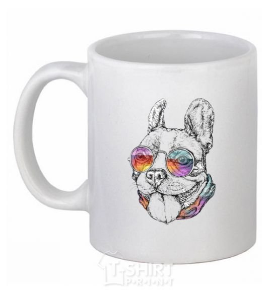 Ceramic mug Hippie bulldog White фото