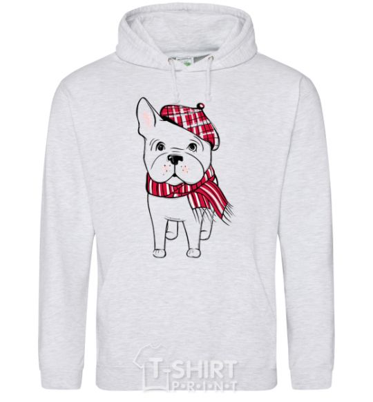 Men`s hoodie A bulldog in a scarf sport-grey фото