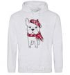 Men`s hoodie A bulldog in a scarf sport-grey фото