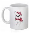 Ceramic mug A bulldog in a scarf White фото