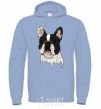 Men`s hoodie Bulldog illustration sky-blue фото