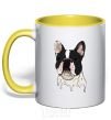 Mug with a colored handle Bulldog illustration yellow фото