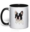 Mug with a colored handle Bulldog illustration black фото