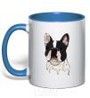 Mug with a colored handle Bulldog illustration royal-blue фото