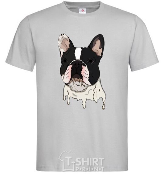 Men's T-Shirt Bulldog illustration grey фото