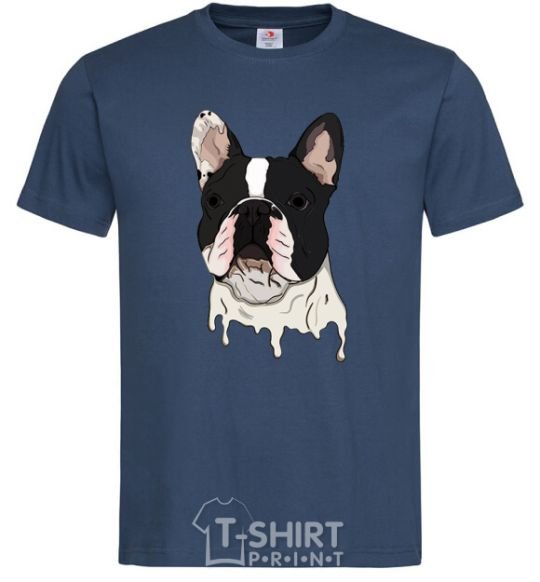 Men's T-Shirt Bulldog illustration navy-blue фото