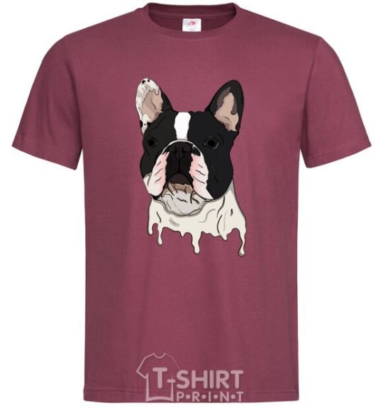 Men's T-Shirt Bulldog illustration burgundy фото