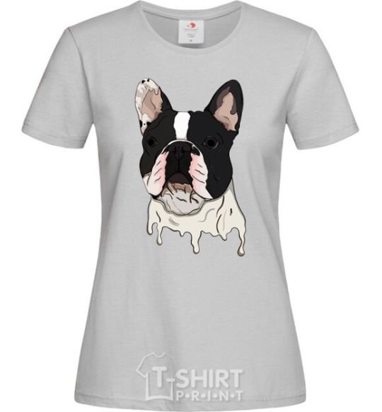 Women's T-shirt Bulldog illustration grey фото