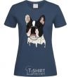 Women's T-shirt Bulldog illustration navy-blue фото