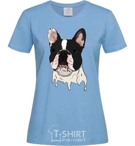 Women's T-shirt Bulldog illustration sky-blue фото
