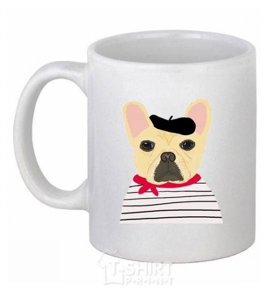 Ceramic mug Bulldog sailor White фото