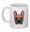 Ceramic mug Bulldog face painting White фото