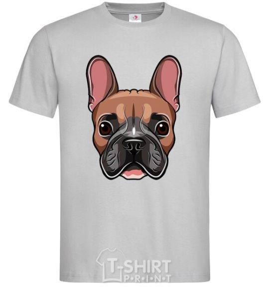 Men's T-Shirt Bulldog face painting grey фото