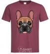 Men's T-Shirt Bulldog face painting burgundy фото