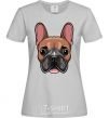 Women's T-shirt Bulldog face painting grey фото