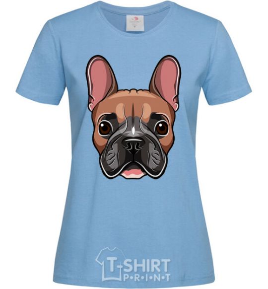 Women's T-shirt Bulldog face painting sky-blue фото