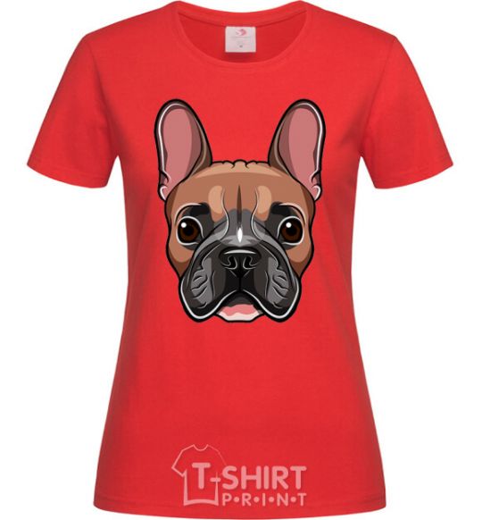 Women's T-shirt Bulldog face painting red фото
