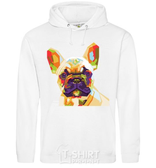 Men`s hoodie Multicolor bulldog White фото