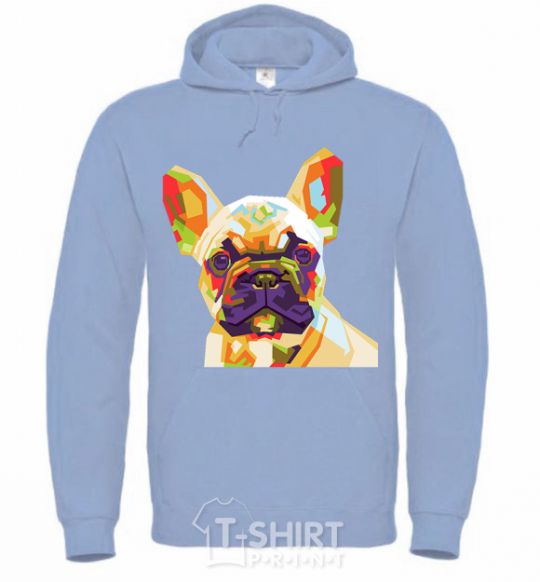 Men`s hoodie Multicolor bulldog sky-blue фото