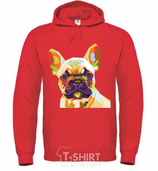 Мужская толстовка (худи) Multicolor bulldog Ярко-красный фото