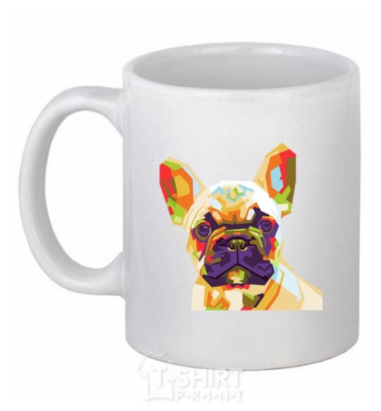 Ceramic mug Multicolor bulldog White фото