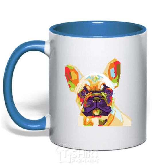 Чашка с цветной ручкой Multicolor bulldog Ярко-синий фото