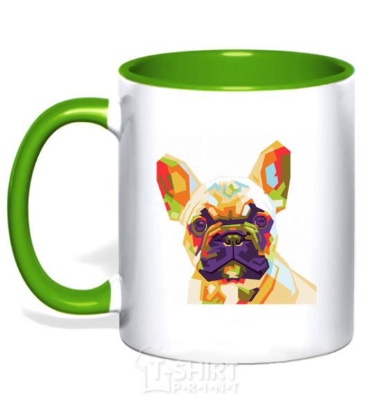 Чашка с цветной ручкой Multicolor bulldog Зеленый фото