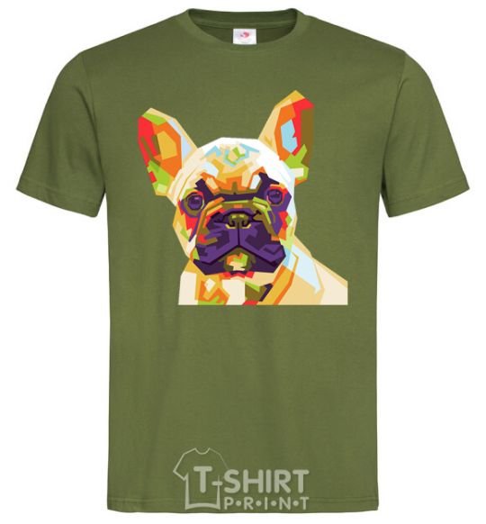 Мужская футболка Multicolor bulldog Оливковый фото