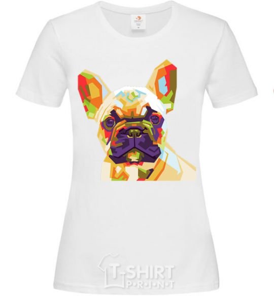 Женская футболка Multicolor bulldog Белый фото