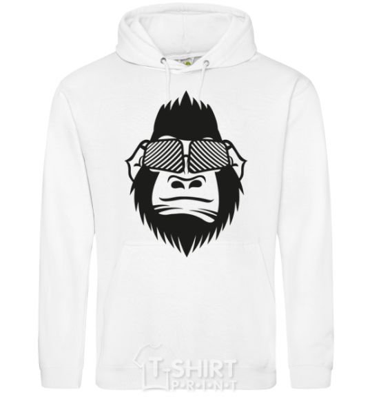 Men`s hoodie Gorilla in glasses White фото