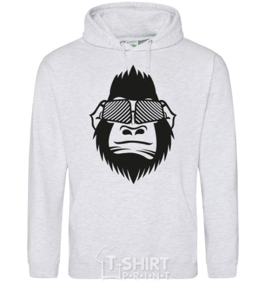 Men`s hoodie Gorilla in glasses sport-grey фото