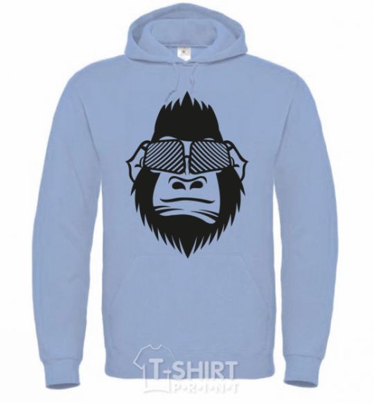 Men`s hoodie Gorilla in glasses sky-blue фото