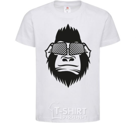 Kids T-shirt Gorilla in glasses White фото