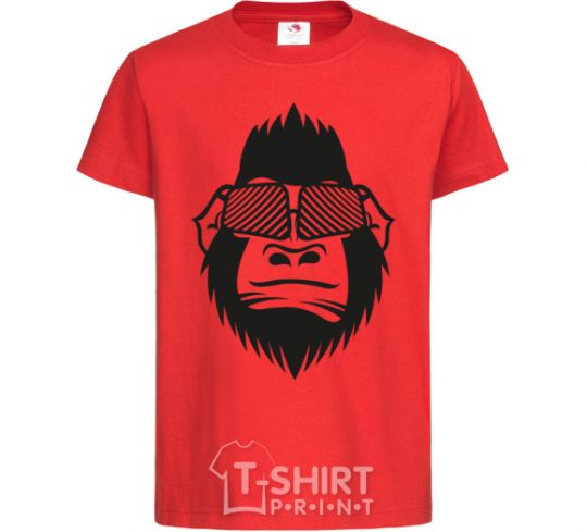 Kids T-shirt Gorilla in glasses red фото
