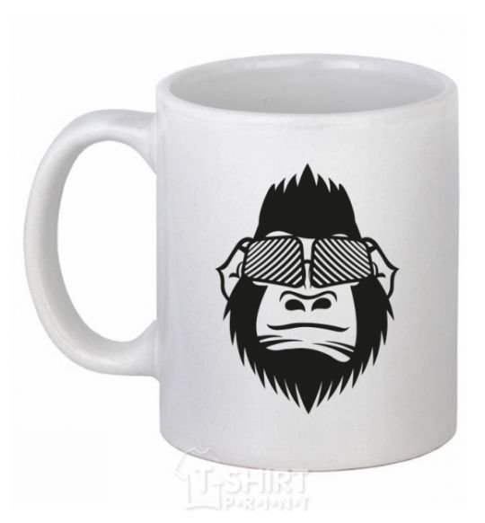 Чашка керамическая Gorilla in glasses Белый фото