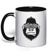 Mug with a colored handle Gorilla in glasses black фото