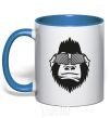 Mug with a colored handle Gorilla in glasses royal-blue фото