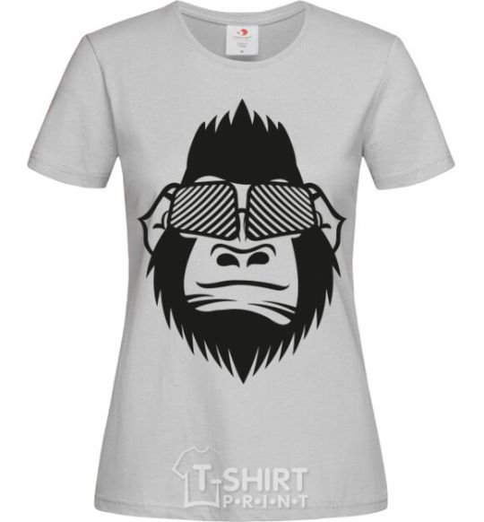 Женская футболка Gorilla in glasses Серый фото