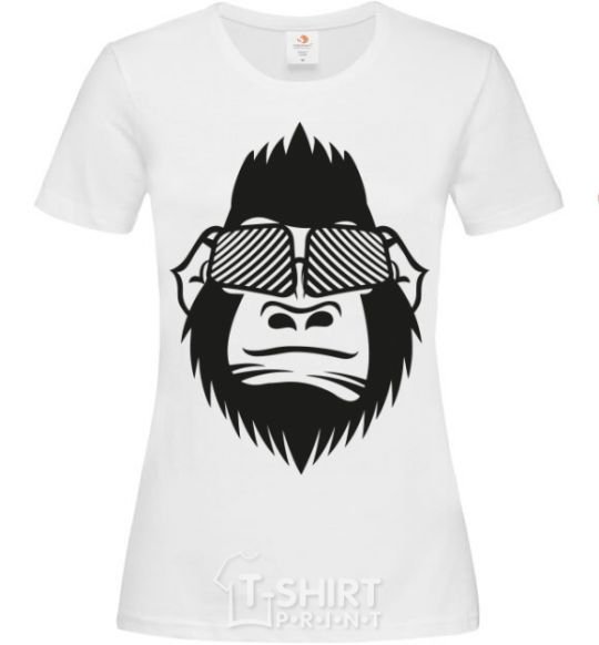 Women's T-shirt Gorilla in glasses White фото